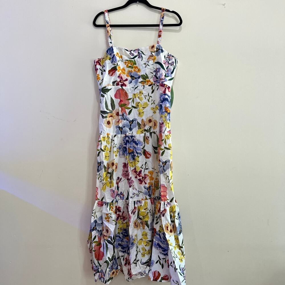 NEW NWT Farm Rio Greek Garden Tiered Linen Blend Maxi Dress Size L - Picture 10 of 12